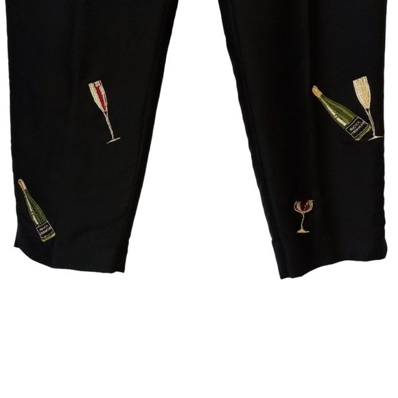 Women's Silk Ankle Pants Metallic Stitch Champagne Glass Size 10 Poly lined - Picture 3 of 13